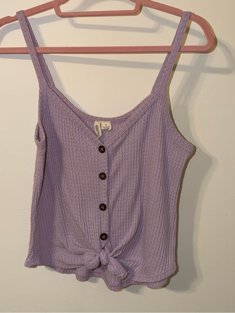 Women’s Lavender Button-Front Tie-Hem Tank Top